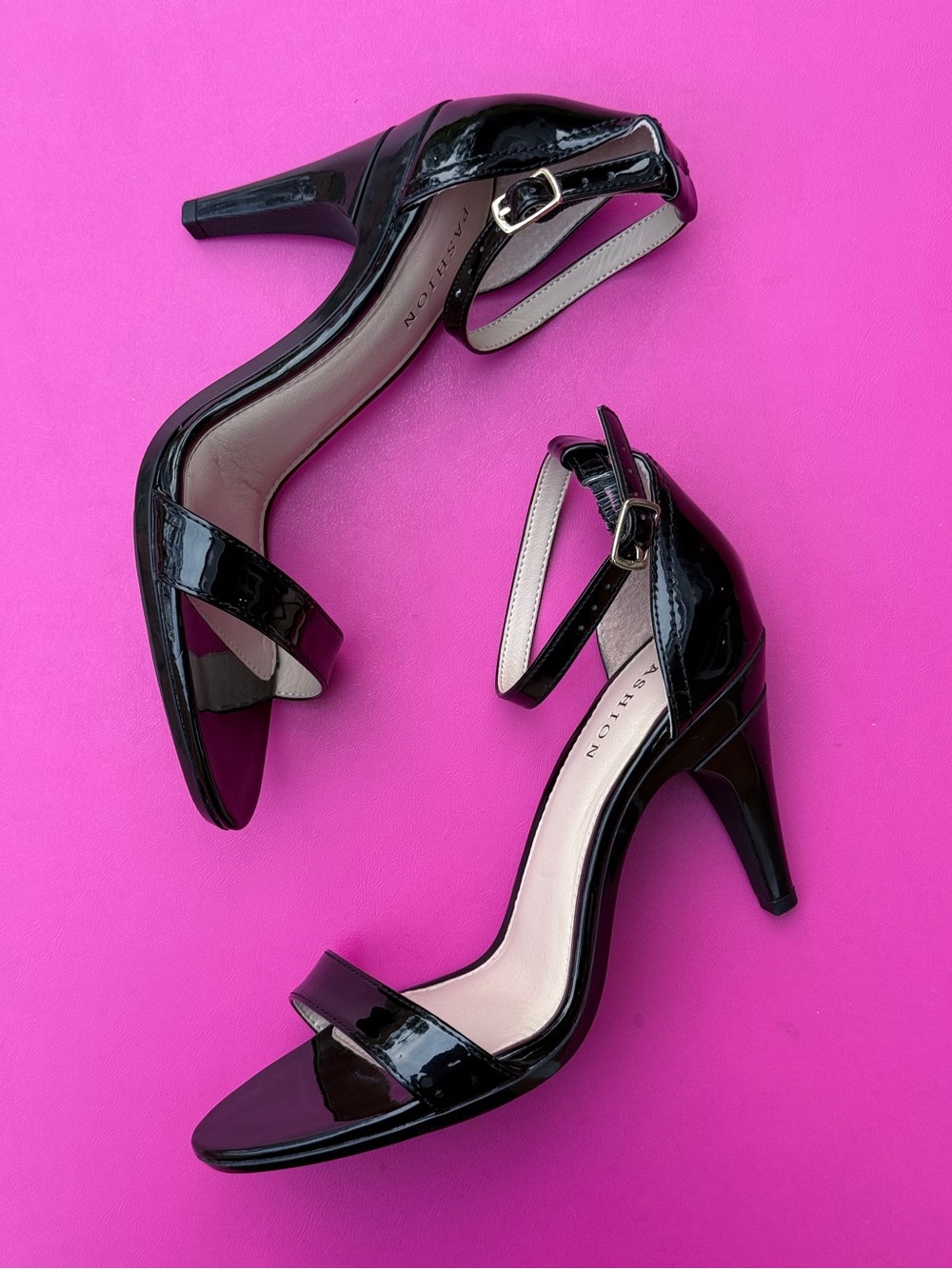 Pashion Footwear The Pashionista Black Patent Leather Convertible Heels Size 6.5